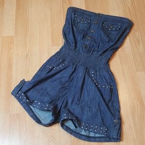 Dereon strapless denim studded romper size 5/6